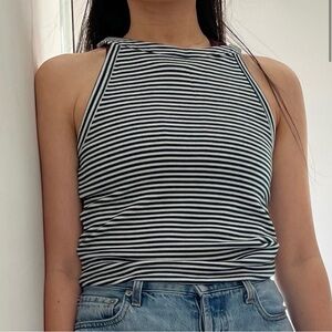 Loft Ann Taylor Stripe High Neck Tank
